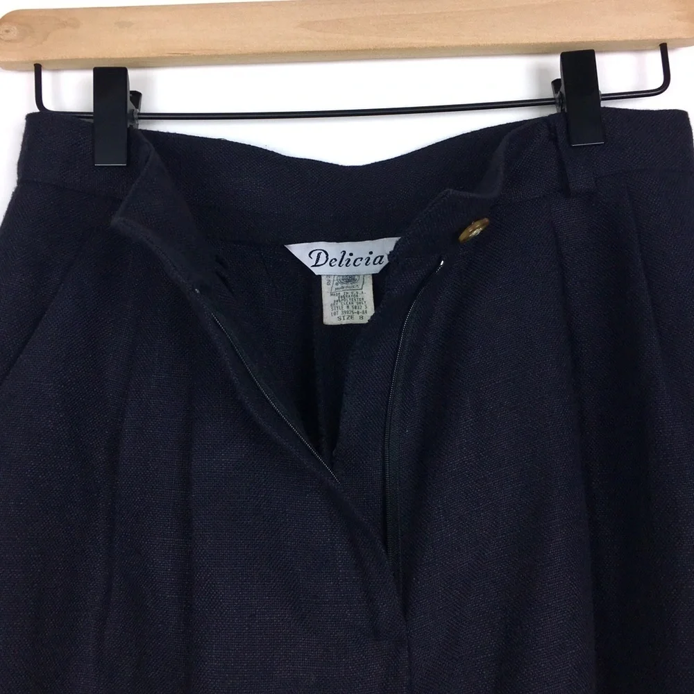 VINTAGE Mom Shorts Ultra High Waist Woven Navy Blue 80s 90s Retro Golf Size 8